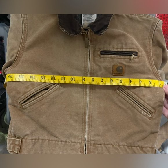 VINTAGE 1990s Carhartt Detroit Collared Fleece Line Jacket Youth 8 - Picture 6 of 8